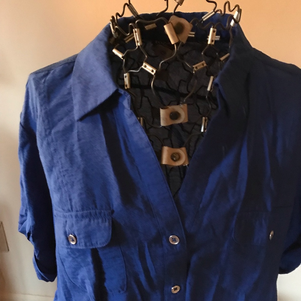 Electric Blue button front blouse